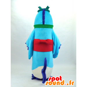 Akane-chan mascotte, pesce azzurro con tunica asiatica - MASFR26083 - Yuru-Chara mascotte giapponese