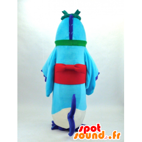 Akane-chan mascot, blue fish with Asian tunic - MASFR26083 - Yuru-Chara Japanese mascots