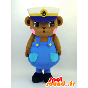 Mascotte de Paul-kun, écureuil marron en salopette bleue - MASFR26084 - Mascottes Yuru-Chara Japonaises