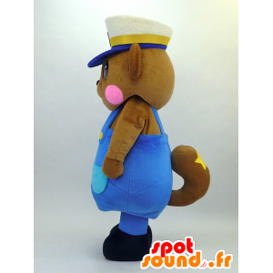 Μασκότ Paul-kun, καφέ σκίουρος σε μπλε φόρμα