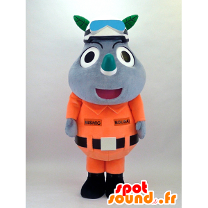 Mascot Bou Sai-kun, oranje uniform neushoorn - MASFR26089 - Yuru-Chara Japanse Mascottes