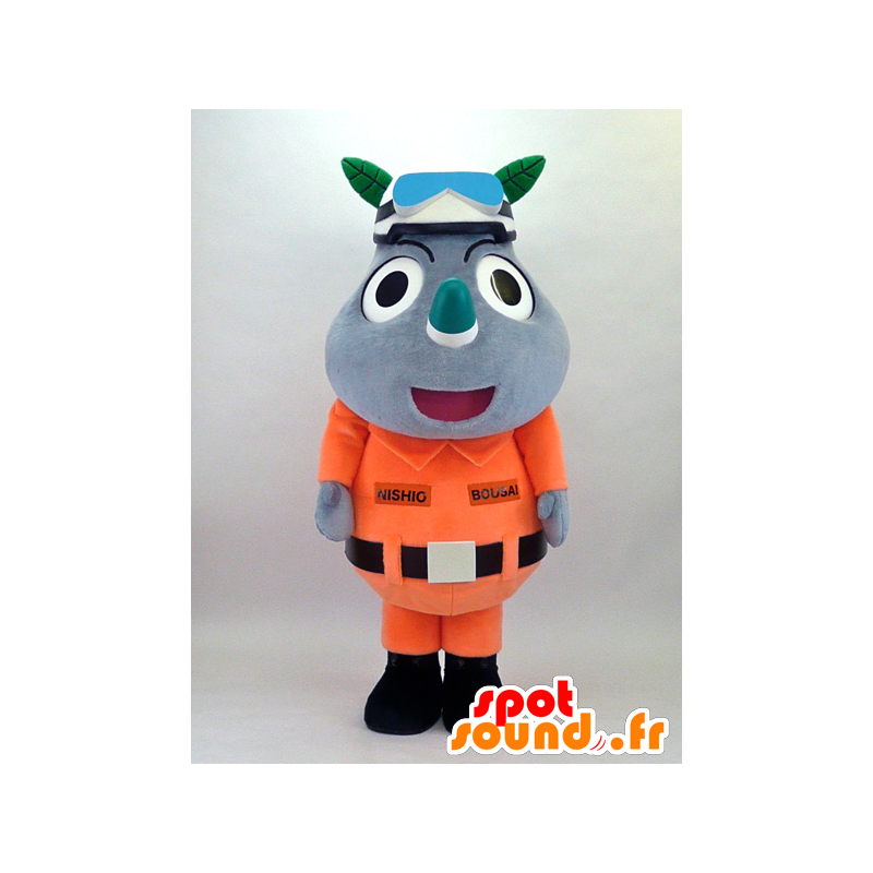 Mascot Bou Sai-Kun, in orange Uniform rhino - MASFR26089 - Yuru-Chara japanischen Maskottchen