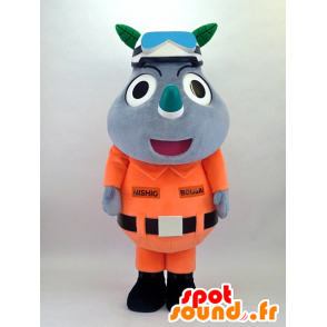 Mascot Bou Sai-Kun, in orange Uniform rhino - MASFR26089 - Yuru-Chara japanischen Maskottchen