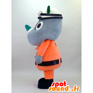 Bou Sai-kun maskot, noshörning i orange uniform