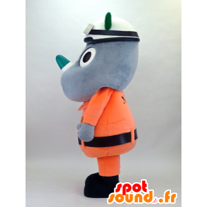 Maskotti Bou Sai-kun, oranssi yhtenäinen sarvikuono - MASFR26089 - Mascottes Yuru-Chara Japonaises