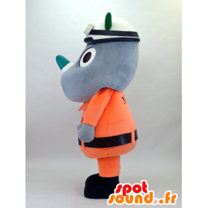 Mascot Bou Sai-Kun, in orange Uniform rhino - MASFR26089 - Yuru-Chara japanischen Maskottchen