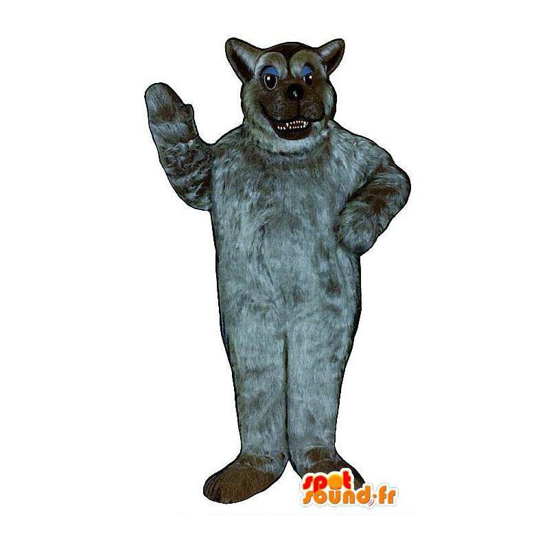 Mascot alle haarigen grauen Wolf. Hairy Wolf Kostüm - MASFR006881 - Maskottchen-Wolf