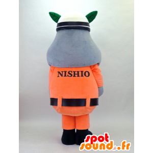 Mascot Bou Sai-kun, en naranja rinoceronte uniforme - MASFR26089 - Yuru-Chara mascotas japonesas