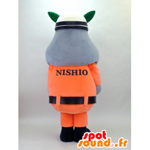 Maskotti Bou Sai-kun, oranssi yhtenäinen sarvikuono - MASFR26089 - Mascottes Yuru-Chara Japonaises