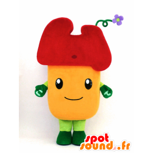 Mascotte de Daitchu, fleur jaune, rouge et verte - MASFR26090 - Mascottes Yuru-Chara Japonaises