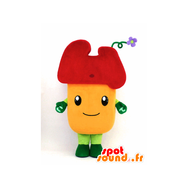 Mascot Daitchu, keltainen kukka, punainen ja vihreä - MASFR26090 - Mascottes Yuru-Chara Japonaises