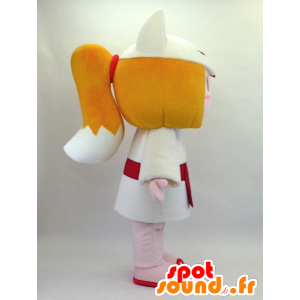 キツネ娘ちゃんのマスコット、キツネの衣装を着た女の子-MASFR26093-日本のゆるキャラのマスコット