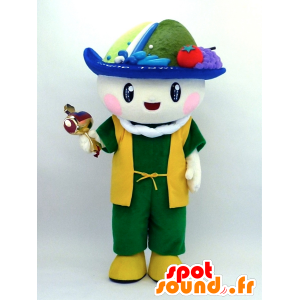 Tsunopyon mascot dressed man in yellow and green - MASFR26098 - Yuru-Chara Japanese mascots