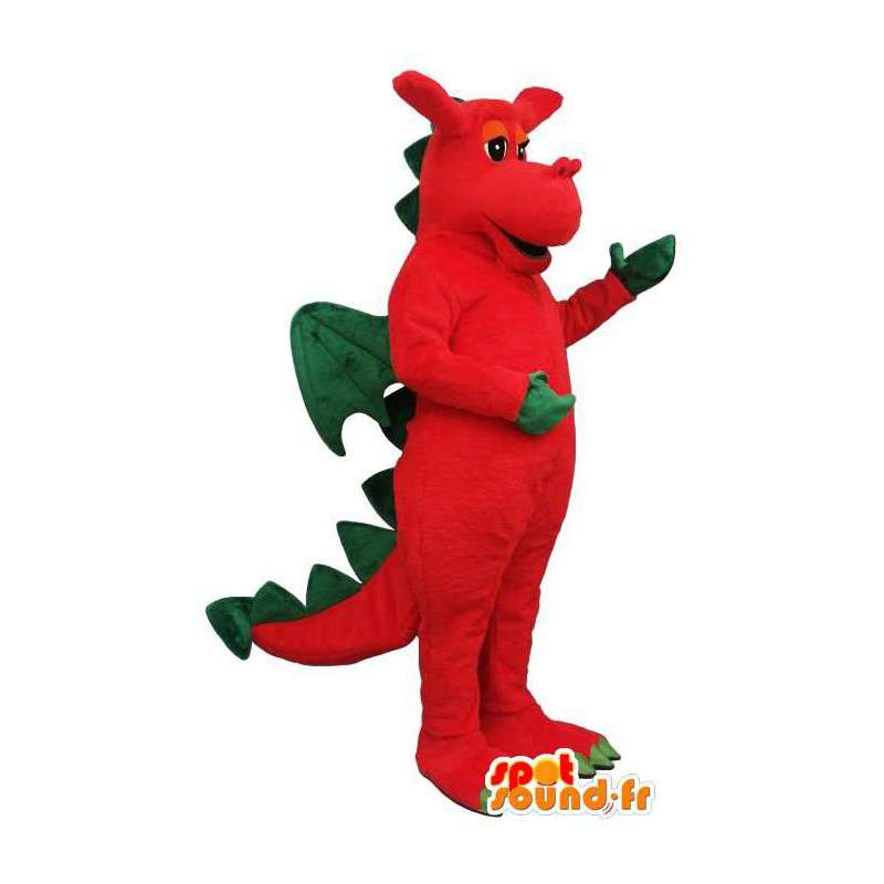 Costume de dragon rouge et vert - Costume personnalisable - MASFR006884 - Mascotte de dragon