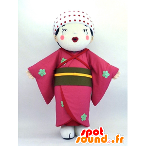Mascot Okozu, japanilainen nainen perinteisessä asussa - MASFR26101 - Mascottes Yuru-Chara Japonaises