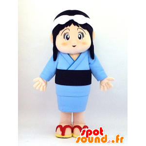 Itsuki -chan maskot, japansk kvinna i blå pyjamas - Spotsound
