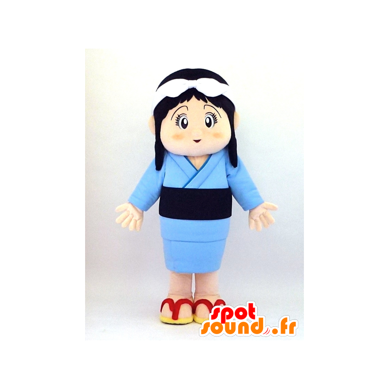 いつきちゃんのマスコット、青いパジャマを着た日本人女性-MASFR26103-日本のゆるキャラのマスコット