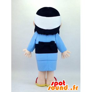 いつきちゃんのマスコット、青いパジャマを着た日本人女性-MASFR26103-日本のゆるキャラのマスコット