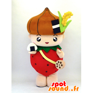 Mascot Shiraishi Minori-chan, dressed in strawberry and onion - MASFR26104 - Yuru-Chara Japanese mascots