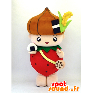 Mascot Shiraishi Minori-chan, vestido con la fresa y la cebolla - MASFR26104 - Yuru-Chara mascotas japonesas