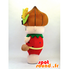 Mascot Shiraishi Minori-chan gekleed in aardbei en ui - MASFR26104 - Yuru-Chara Japanse Mascottes