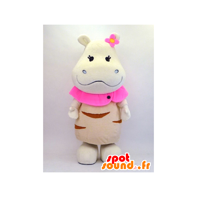 Mascot Hippo, valkoinen virtahepo - MASFR26105 - Mascottes Yuru-Chara Japonaises