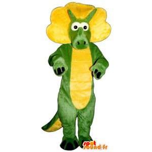 Groen en geel dinosaur mascotte - Klantgericht Costume - MASFR006886 - Dinosaur Mascot