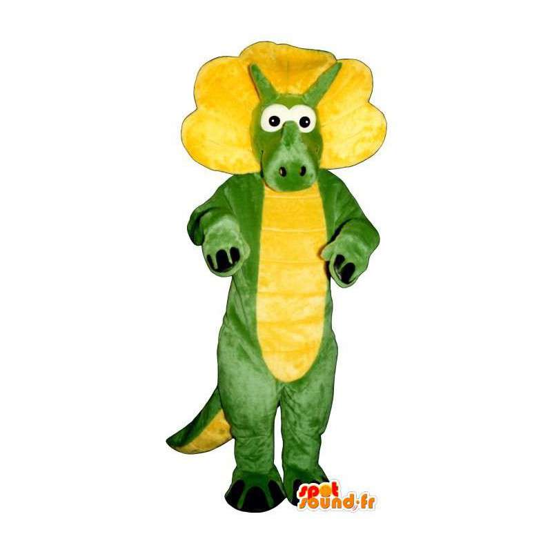 Groen en geel dinosaur mascotte - Klantgericht Costume - MASFR006886 - Dinosaur Mascot