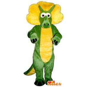 Dinosaurier-Maskottchen-grün und gelb - Kostüm anpassbare - MASFR006886 - Maskottchen-Dinosaurier