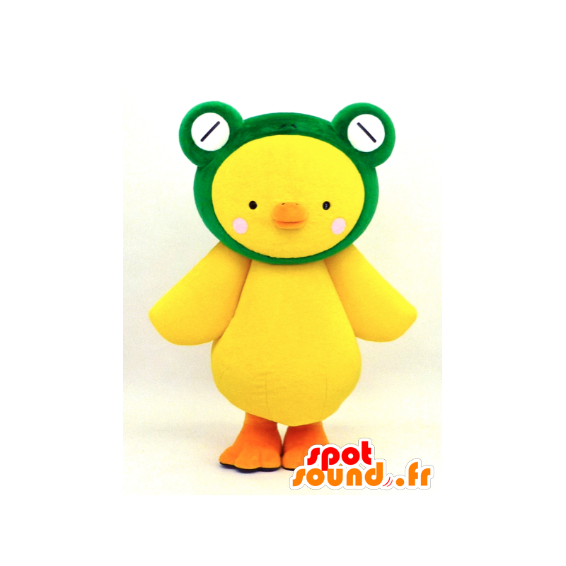 Mascot Pyokotan, žlutá kočka oblečený jako žába - MASFR26108 - Yuru-Chara japonské Maskoti
