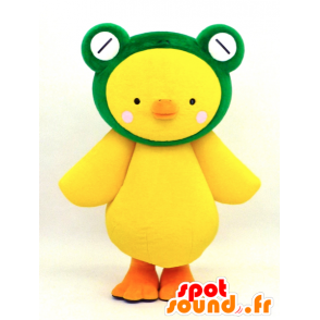 Mascot Pyokotan, gul kylling kledd som en frosk - MASFR26108 - Yuru-Chara japanske Mascots