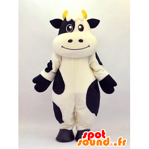 Mascotte de Cattle-kun, vache blanche et noire avec des cornes - MASFR26109 - Mascottes Yuru-Chara Japonaises