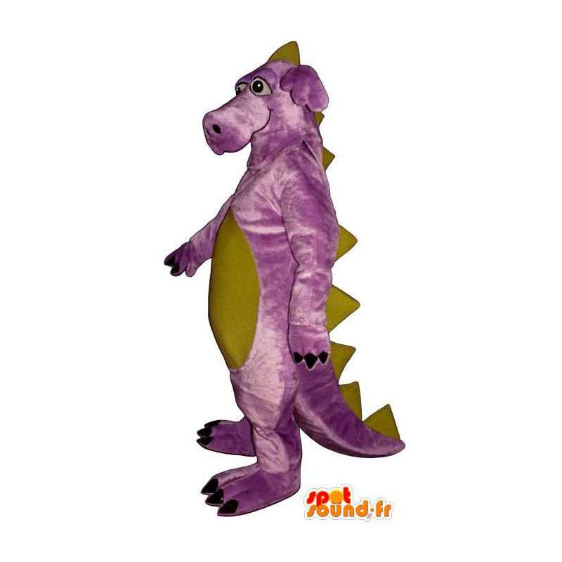 Maskotti pinkki ja keltainen dinosaurus. Dinosaur Costume - MASFR006888 - Dinosaur Mascot