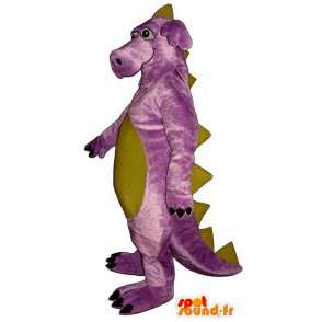 Mascot rosa und gelbe Dinosaurier. Dinosaurier-Kostüm - MASFR006888 - Maskottchen-Dinosaurier