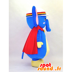 Dai-chan mascot, blue elephant with a red cape - MASFR26118 - Yuru-Chara Japanese mascots