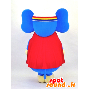 Dai-chan mascot, blue elephant with a red cape - MASFR26118 - Yuru-Chara Japanese mascots