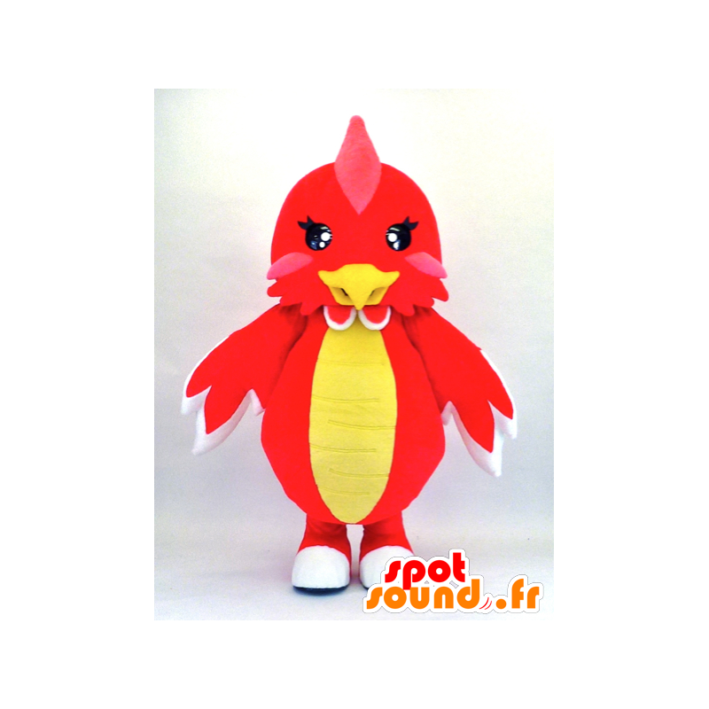 スーちゃんのマスコット、赤と黄色の鶏-MASFR26120-日本のゆるキャラのマスコット