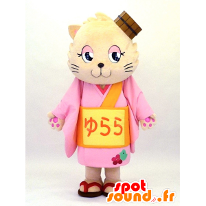 Yupa Maskottchen, Katze gekleidet rosa - MASFR26122 - Yuru-Chara japanischen Maskottchen