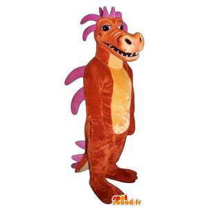 Dragon maskot oransje og rosa - Tilpasses Costume - Dragon maskot - MASFR006891 - SpotSound.fr