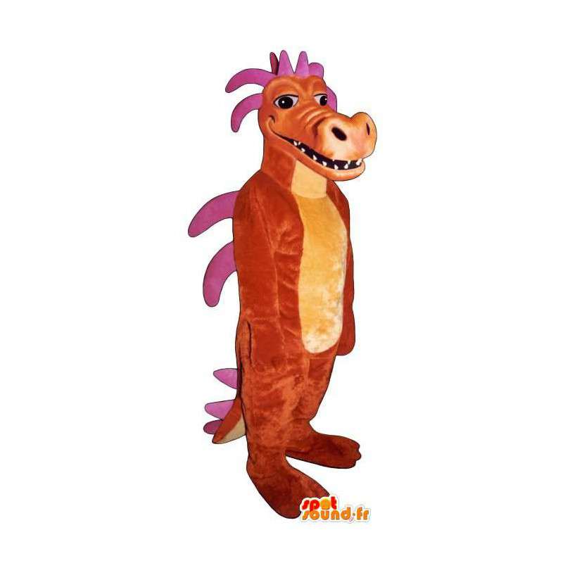 Dragon maskot oransje og rosa - Tilpasses Costume - Dragon maskot - MASFR006891 - SpotSound.fr
