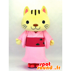 Mascotte Konyan, vestito rosa di chat - MASFR26125 - Yuru-Chara mascotte giapponese