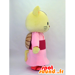 Mascotte Konyan, vestito rosa di chat - MASFR26125 - Yuru-Chara mascotte giapponese