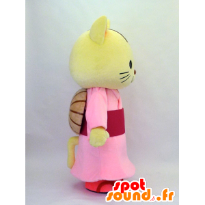 Maskot Konyan, růžové šaty chatu - MASFR26125 - Yuru-Chara japonské Maskoti