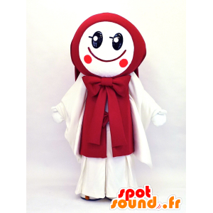 Mascotte Uzume-chan, ragazza in abito rosso e bianco - MASFR26128 - Yuru-Chara mascotte giapponese