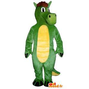 Grøn og gul dinosaur maskot. Dragon kostume - Spotsound maskot