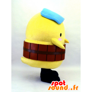 Mascotte de Yu-Tsupi, poussin jaune avec un béret bleu - MASFR26129 - Mascottes Yuru-Chara Japonaises