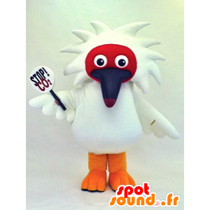 Tomedoki-kun maskot, vit fågel med lång näbb - Spotsound maskot