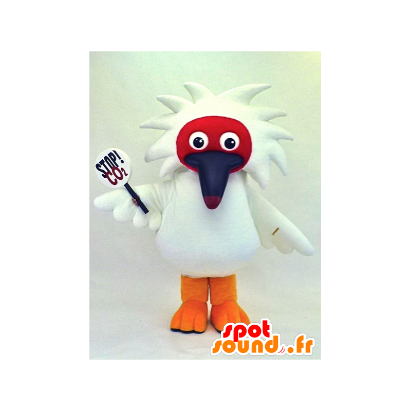 Mascotte de Tomedoki-kun, oiseau blanc avec un long bec - MASFR26132 - Mascottes Yuru-Chara Japonaises