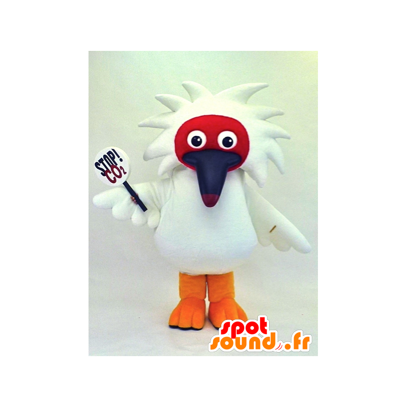 Tomedoki-kun maskot, vit fågel med lång näbb - Spotsound maskot