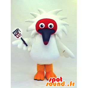 Mascotte de Tomedoki-kun, oiseau blanc avec un long bec - MASFR26132 - Mascottes Yuru-Chara Japonaises